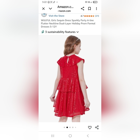 Girls Green Sequin Sleeveless Dress - Picture 6 of 9